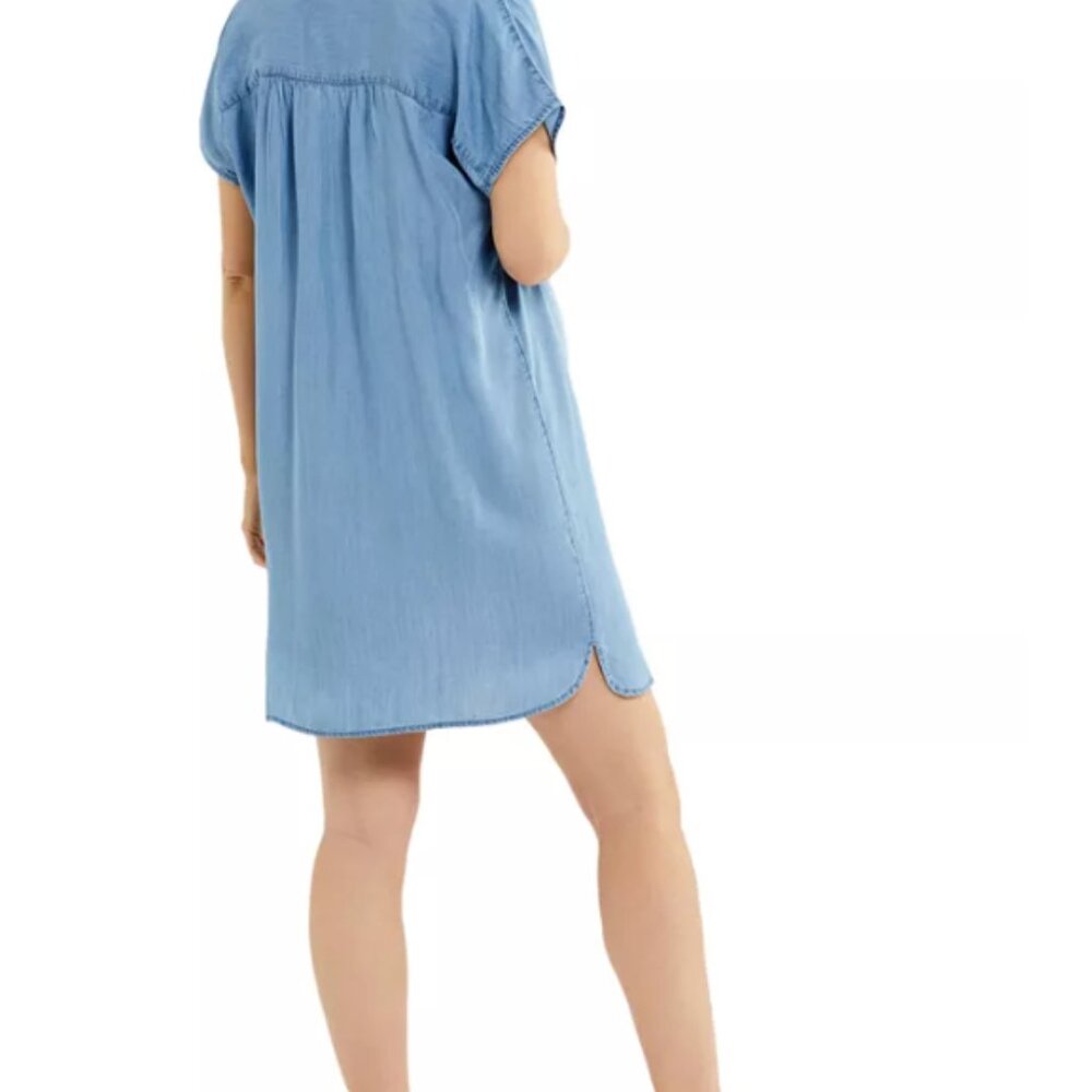 A Pea in the Pod Cotton Chambray Maternity & Nursing Short Sleeve Dress | M - Picture 3 of 8